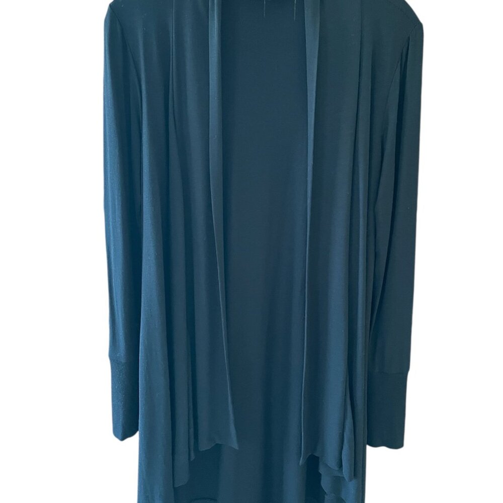 INC International Concepts Black Long Shawl Cardigan Sweater